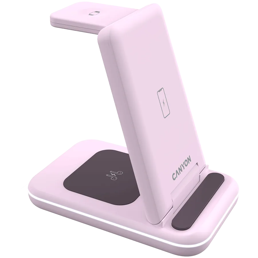CANYON wireless charger WS-304 15W 3in1 Iced Pink — фото 4