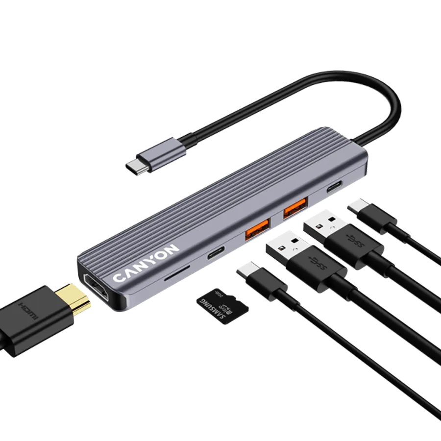 CANYON hub DS-17 6in1 4k USB-C Grey — фото 6