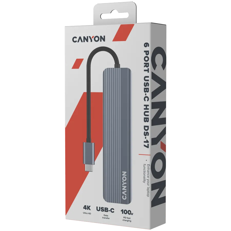 CANYON hub DS-17 6in1 4k USB-C Grey — фото 7