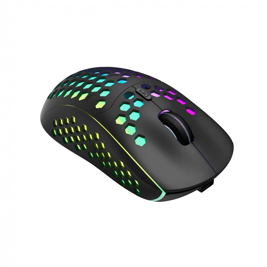 Canyon 7keys Gaming 2.4G wireless mouse, KA8 sensor, DPI up to 1600, rubber coating on panel, Huano 1million switch, 45cm PVC cable, ABS material. 400mAh battery, size: 125.8*63.7*41mm, weight: 95g, Black — фото 3
