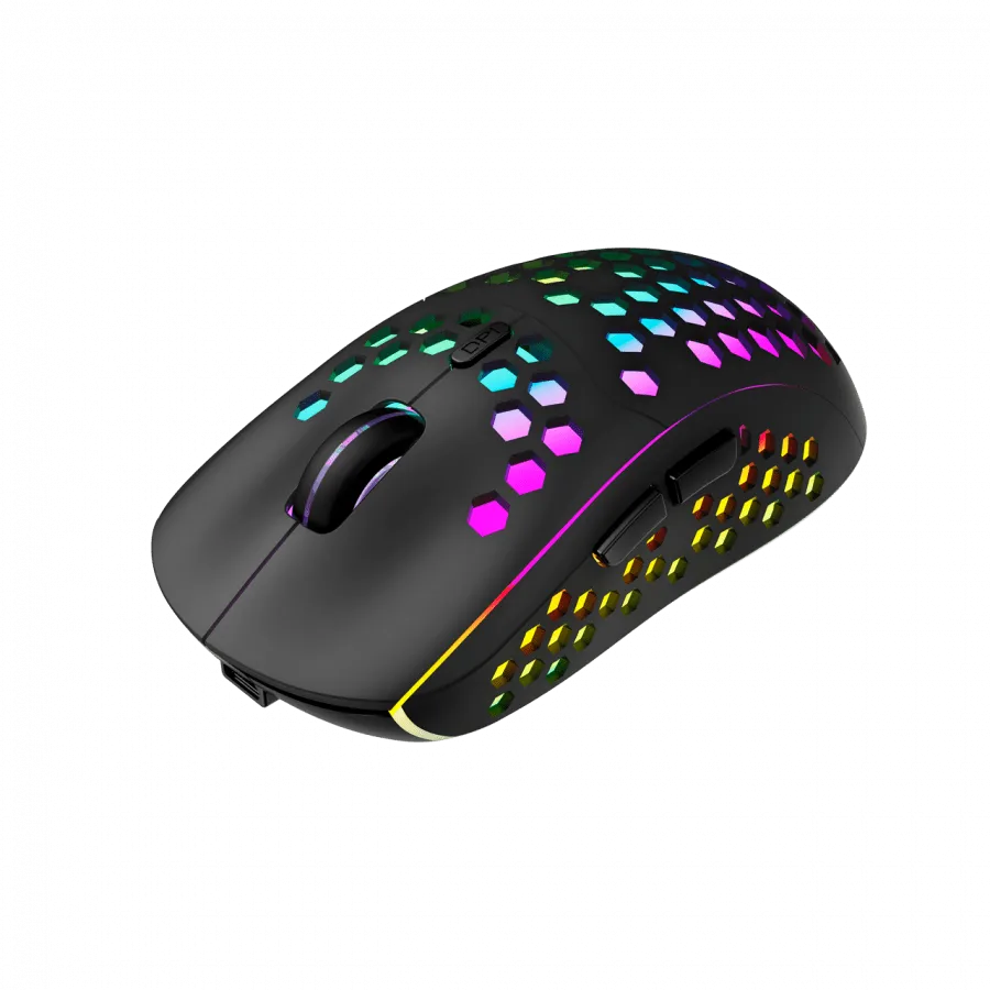 Canyon 7keys Gaming 2.4G wireless mouse, KA8 sensor, DPI up to 1600, rubber coating on panel, Huano 1million switch, 45cm PVC cable, ABS material. 400mAh battery, size: 125.8*63.7*41mm, weight: 95g, Black — фото 2