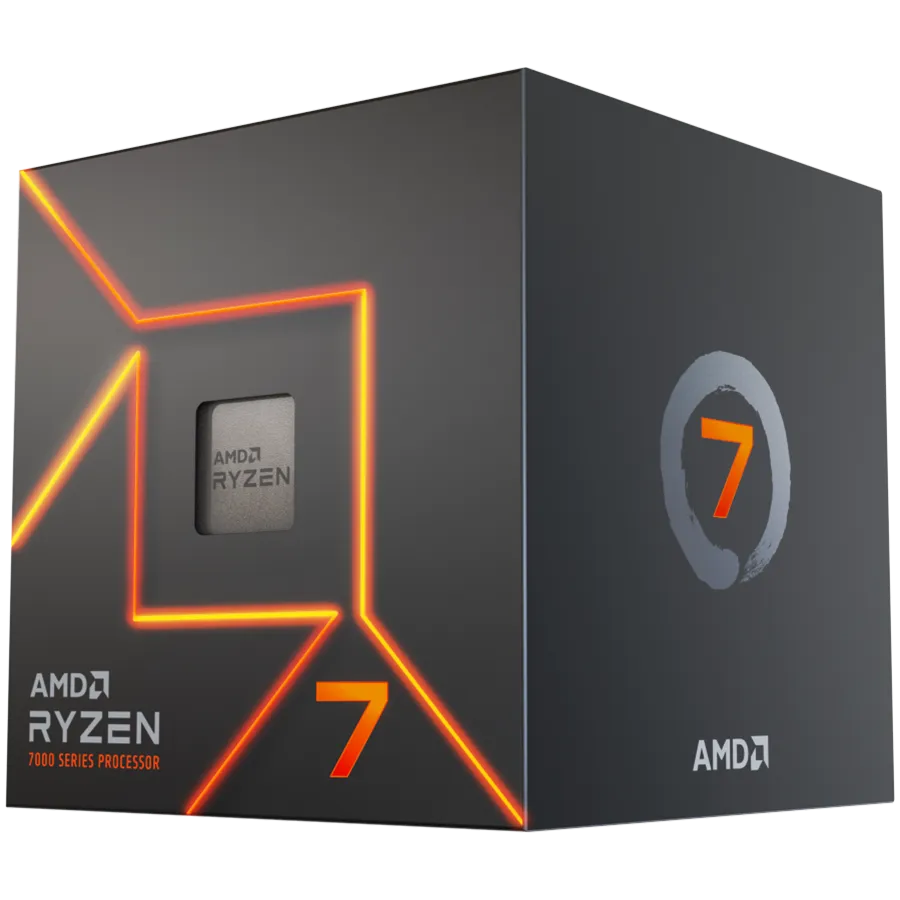 AMD CPU Desktop Ryzen 7 8C/16T 7700 (5.3GHz Max, 40MB,65W,AM5) box, with Radeon Graphics and Wraith Prism Cooler