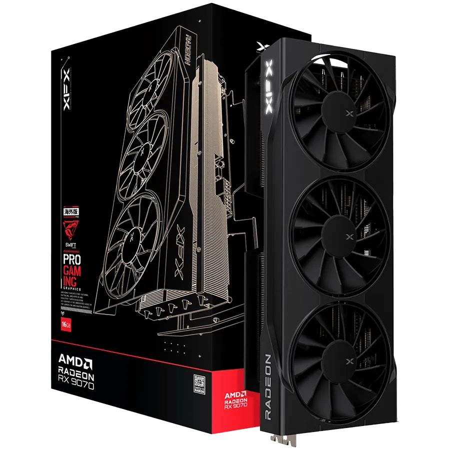 XFX Swift AMD Radeon RX 9070 OC Triple Fan Gaming Edition with 16GB GDDR6 HDMI 3xDP AMD RDNA 4
