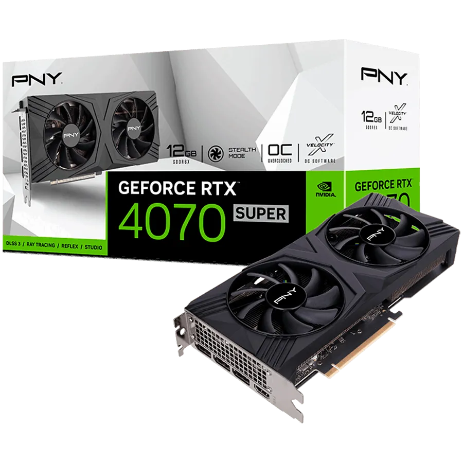 PNY Video Card NVidia GeForce RTX 4070 SUPER 12GB VERTO Overclocked Dual Fan DLSS 3