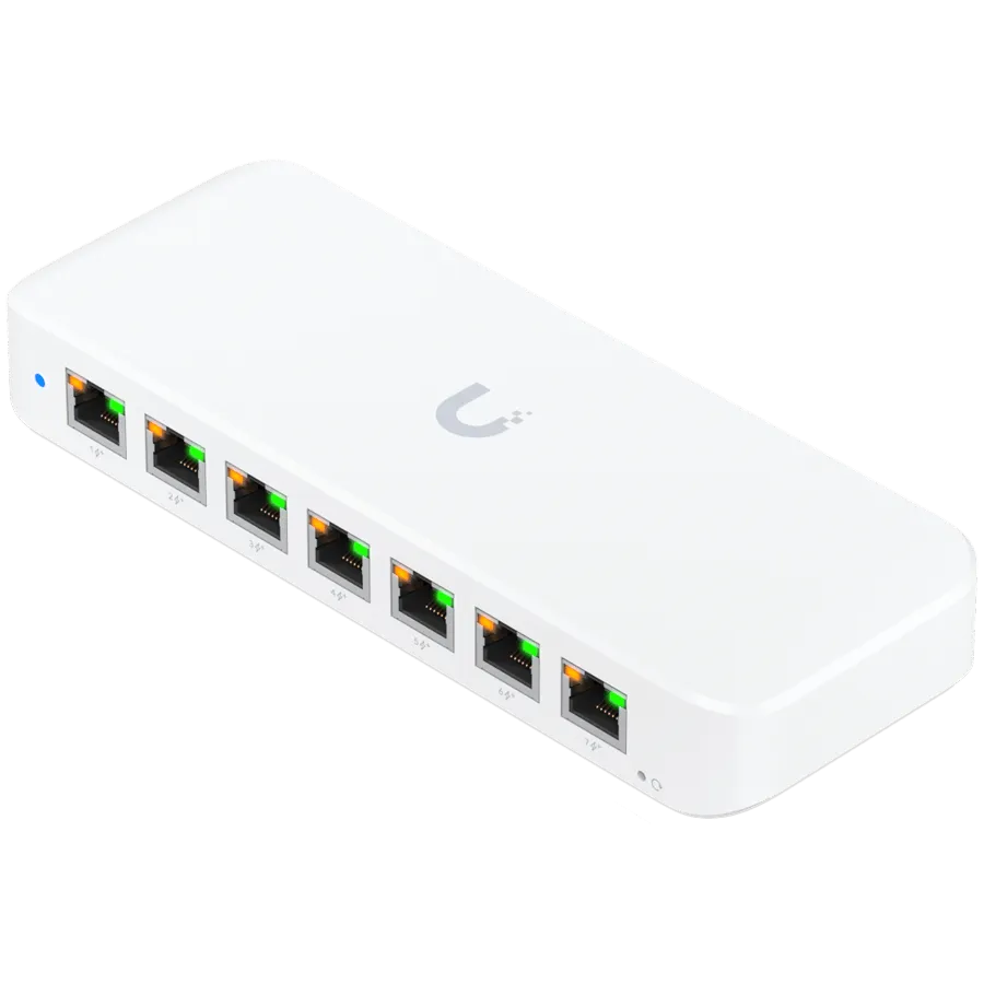 Ubiquiti USW-Ultra-210W-EU compact, Layer 2, 8-port GbE PoE switch with versatile mounting options, 7x GbE PoE+ output ports, GbE port with optional PoE++ input, 202W PoE availability with the included AC power adapter — фото 3