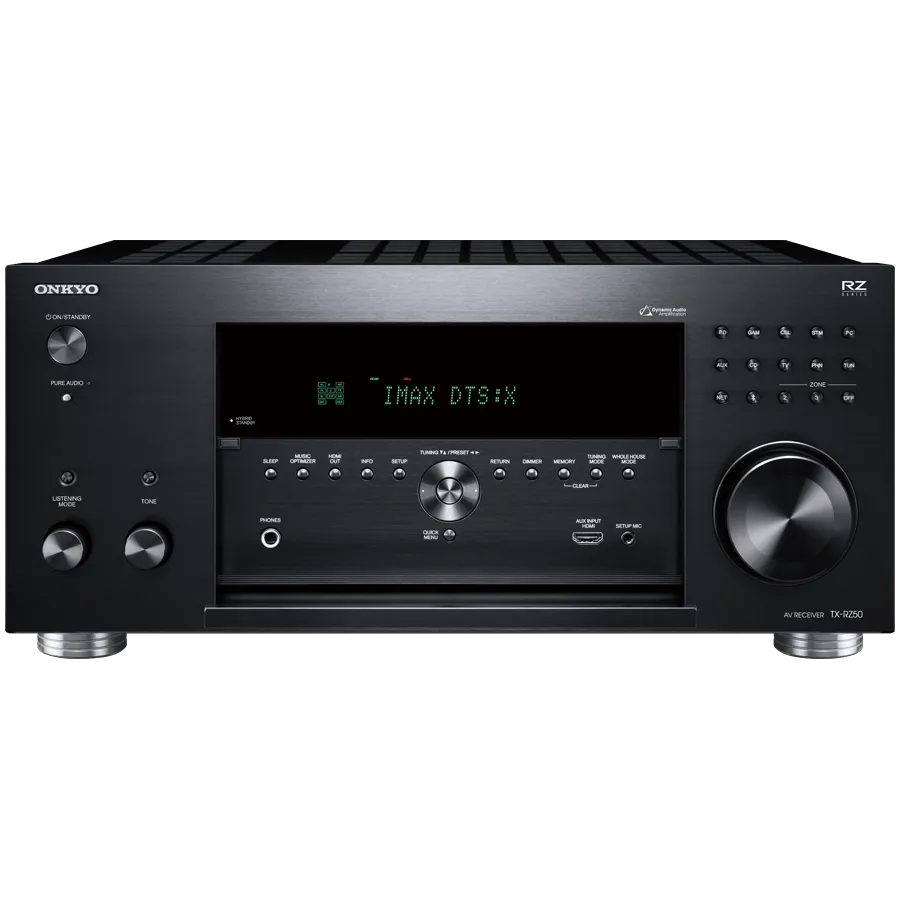 Onkyo TX-RZ50 9.2 -Channel AV Receiver, 180 W/Ch / 6 ohms, Dirac Live, THX® Certified, DTS:X, 8K/4K Ultra HD, Works with Sonos, Black