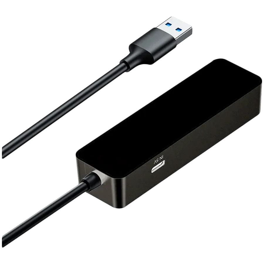 Netac USB Hub WF12, USB-A to USB3.0x3+RJ45+TypeC 5V — фото 2