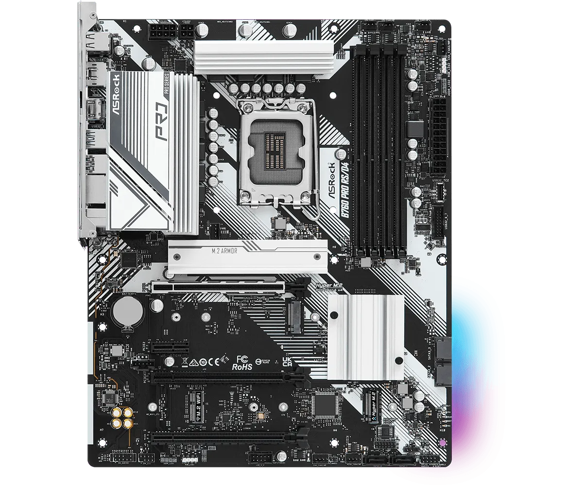 Материнская плата ASRock B760 PRO RS/D4 LGA1700 4xDDR4 4xSATA RAID 2xM.2 HDMI DP ATX — фото 3