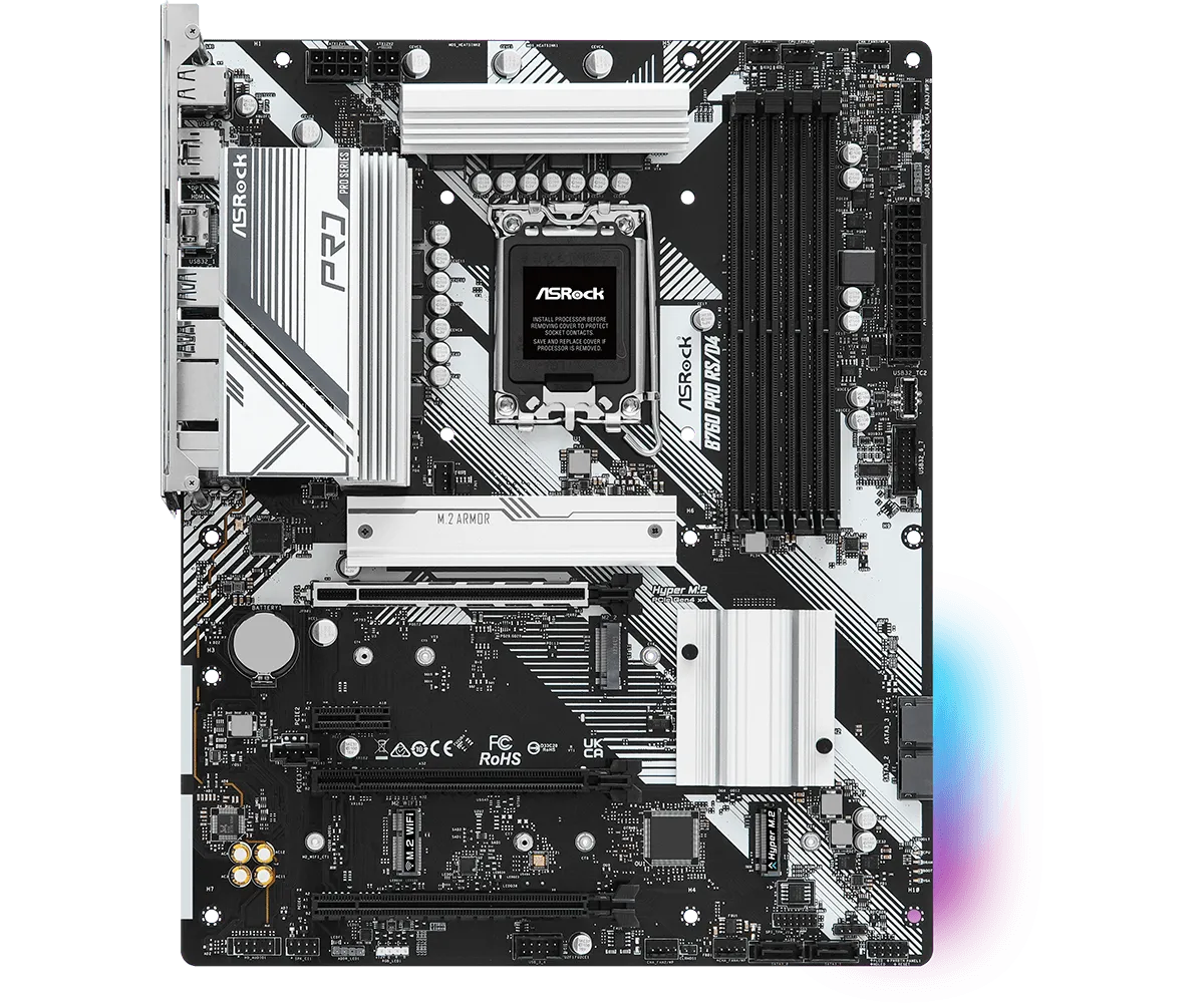Материнская плата ASRock B760 PRO RS/D4 LGA1700 4xDDR4 4xSATA RAID 2xM.2 HDMI DP ATX — фото 2