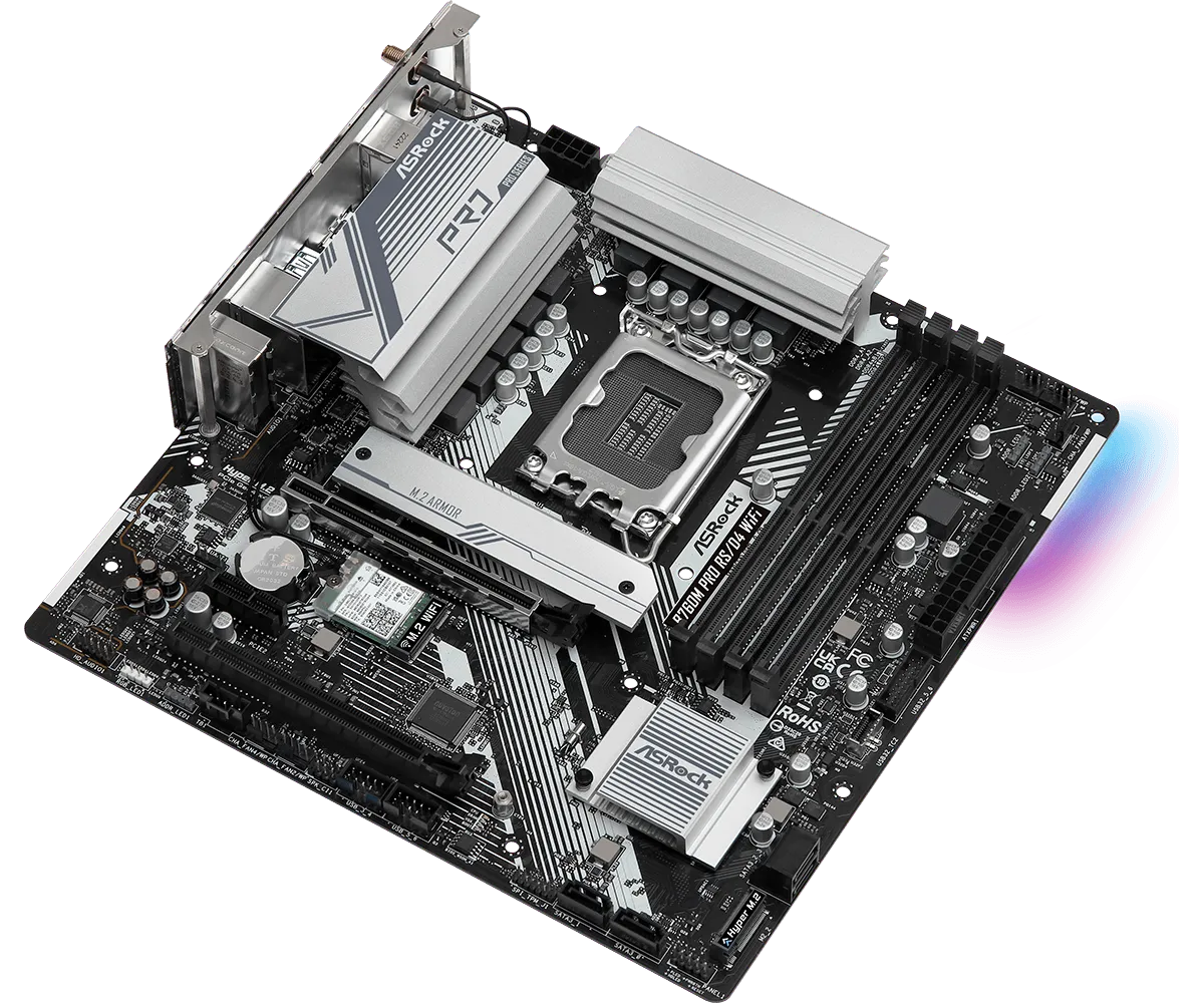 Материнская плата ASRock B760M PRO RS/D4 WIFI LGA1700 4xDDR4 4xSATA RAID 2xM.2 HDMI DP mATX — фото 3