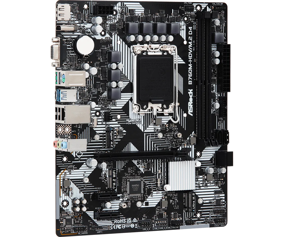 Материнская плата ASRock B760M-HDV/M.2 D4 LGA1700 2xDDR4 4xSATA RAID M.2 VGA HDMI DP mATX — фото 5