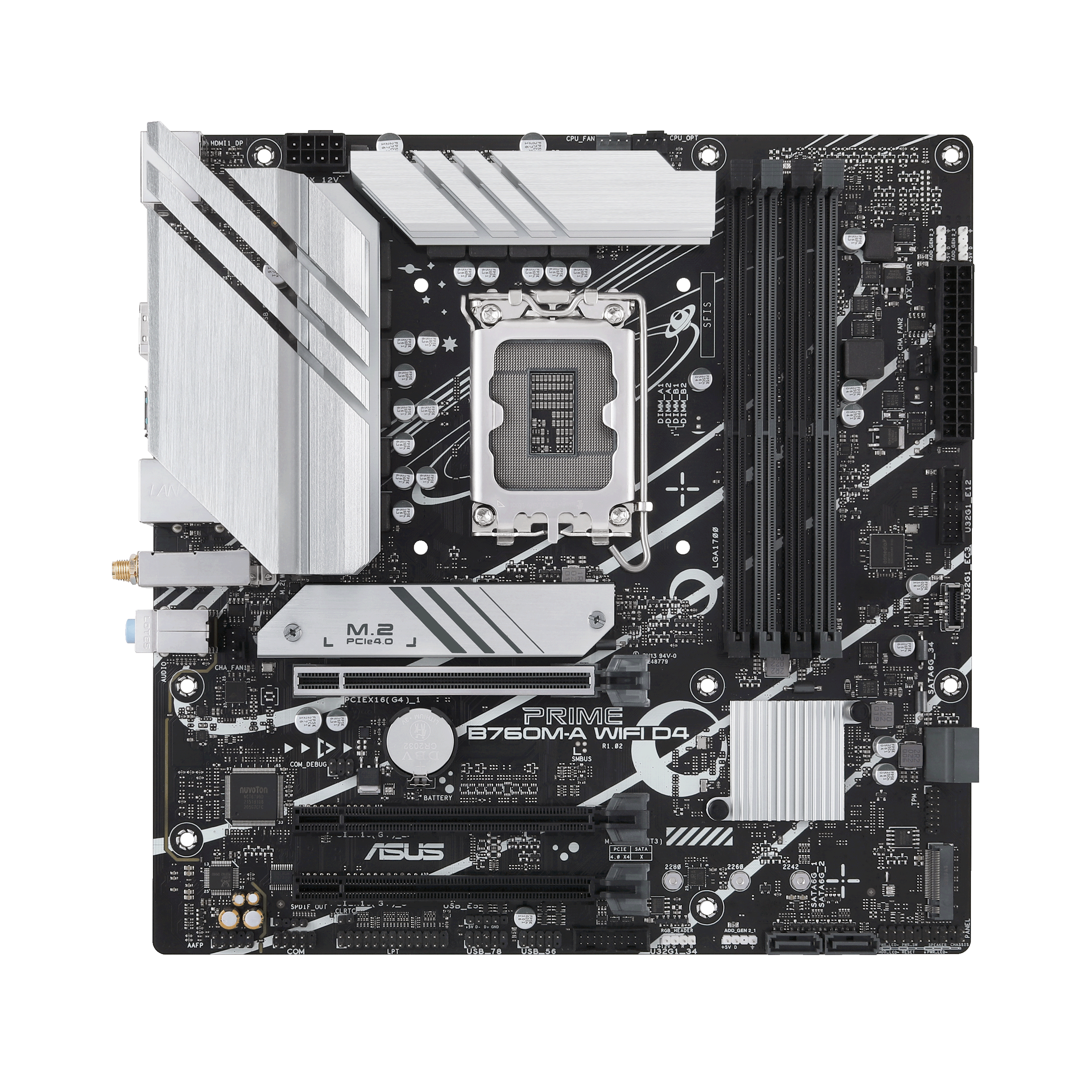 Материнская плата ASUS PRIME B760M-A WIFI D4, LGA1700 4xDDR4 4xSATA3 2xM.2 RAID 2xHDMI DP mATX