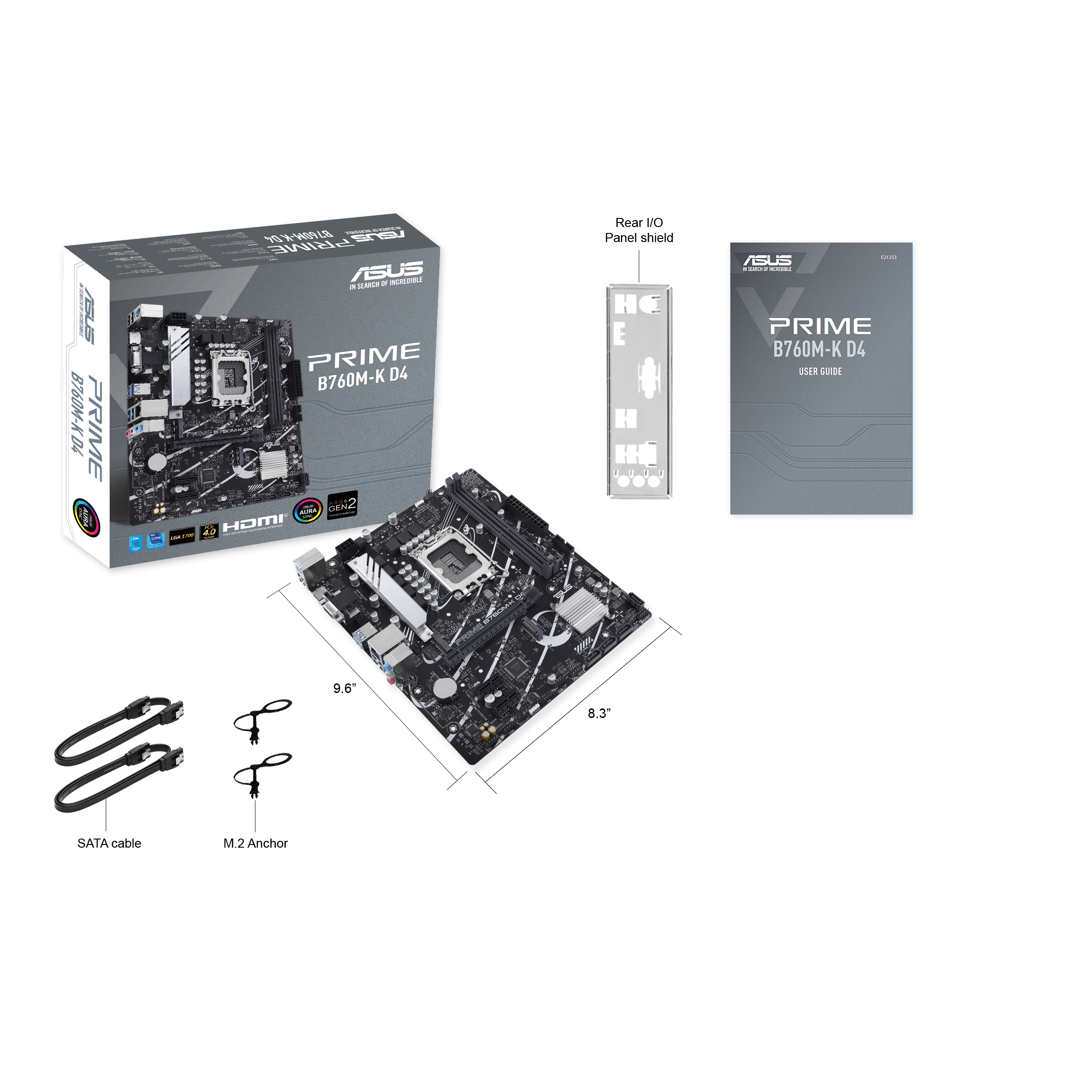 Материнская плата ASUS PRIME B760M-K D4, LGA1700 2xDDR4 4xSATA3 2xM.2 RAID VGA HDMI mATX