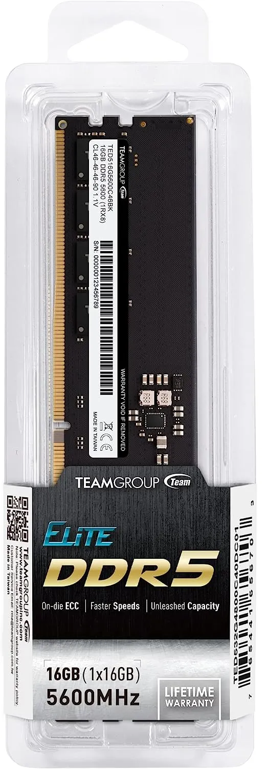 Оперативная память 16GB 5600MHz DDR5 Team Group ELITE PC5-44800 CL-46 TED516G5600C4601 — фото 7