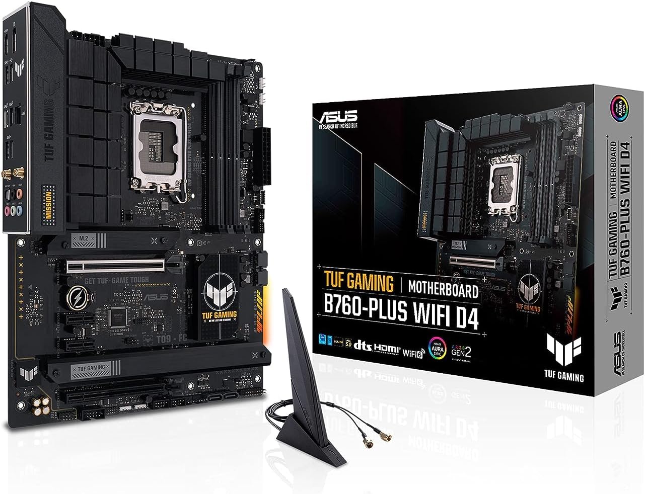 Материнская плата ASUS TUF GAMING B760-PLUS WIFI D4 LGA1700 4xDDR4 4xSATA3 3xM.2 RAID HDMI DP ATX