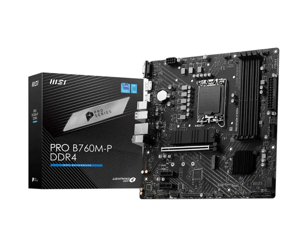 Материнская плата MSI PRO B760M-P DDR4 LGA1700 4xDDR4 4xSATA3 RAID 2xM.2 VGA HDMI DP mATX