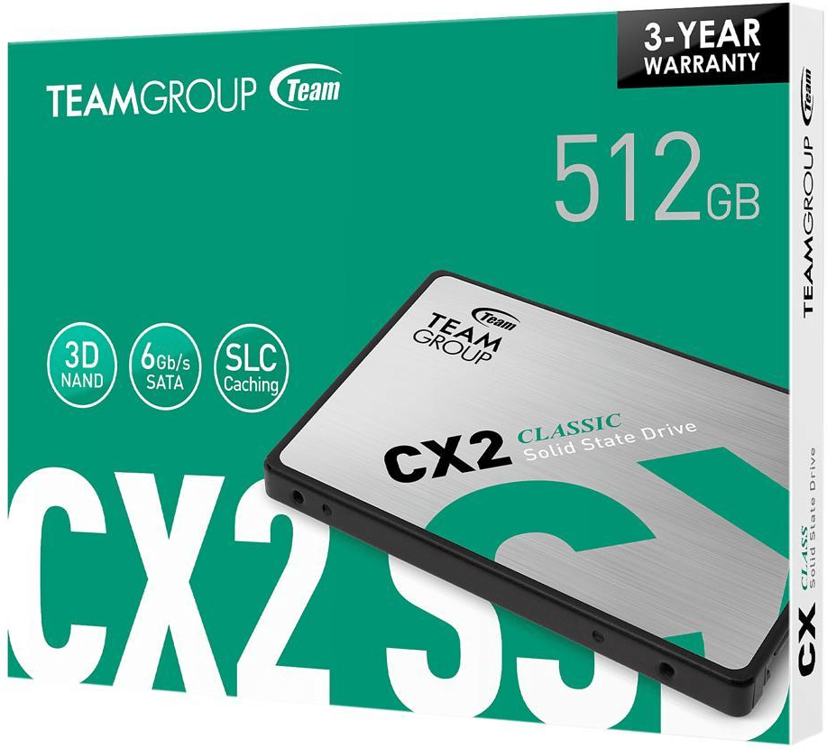 Твердотельный накопитель  512GB SSD TeamGroup CX2  2.5” SATA3 R530Mb/s, W470MB/s T253X6512G0C101