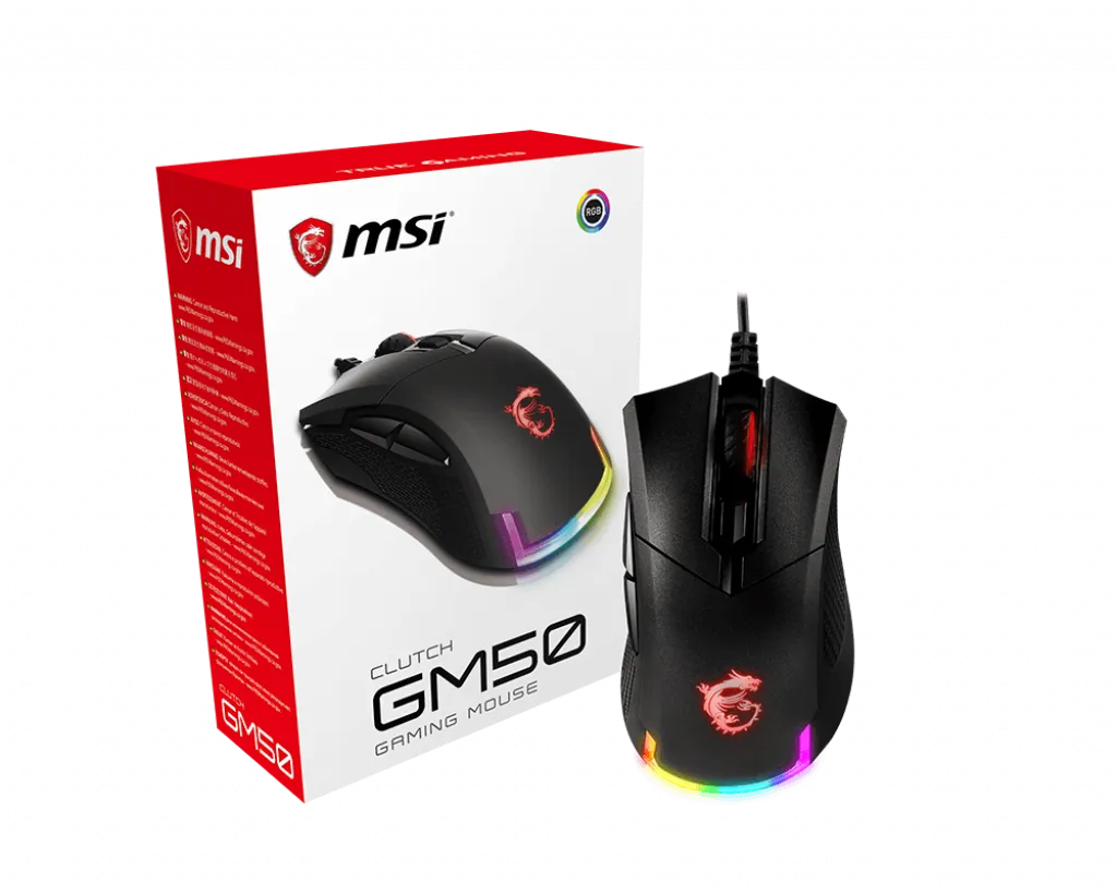 Мышь MSI Clutch GM50 USB2.0/TPE-кабель 2м/Вес 87г./RGB подсветка/Черный — фото 4