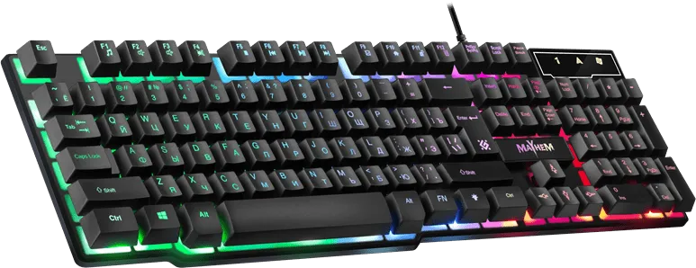 Клавиатура проводная игровая Defender Mayhem GK-360DL, ENG/RUS, USB, RGB подсветка, НОВИНКА! — фото 3