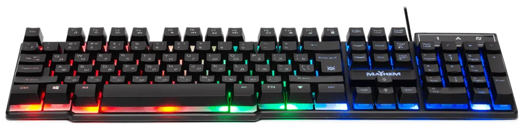Клавиатура проводная игровая Defender Mayhem GK-360DL, ENG/RUS, USB, RGB подсветка, НОВИНКА! — фото 4