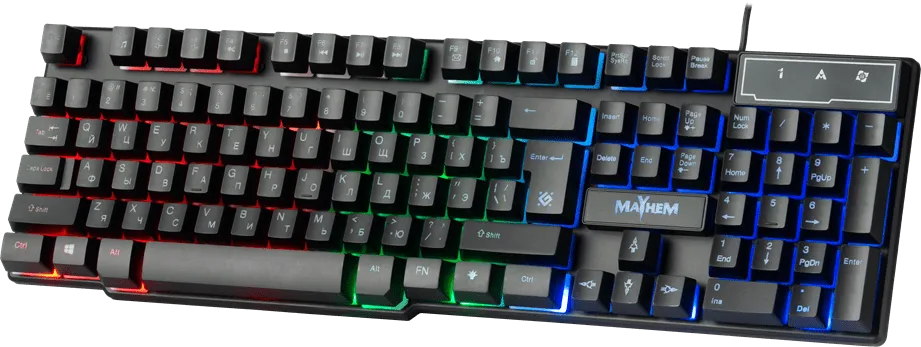Клавиатура проводная игровая Defender Mayhem GK-360DL, ENG/RUS, USB, RGB подсветка, НОВИНКА! — фото 2