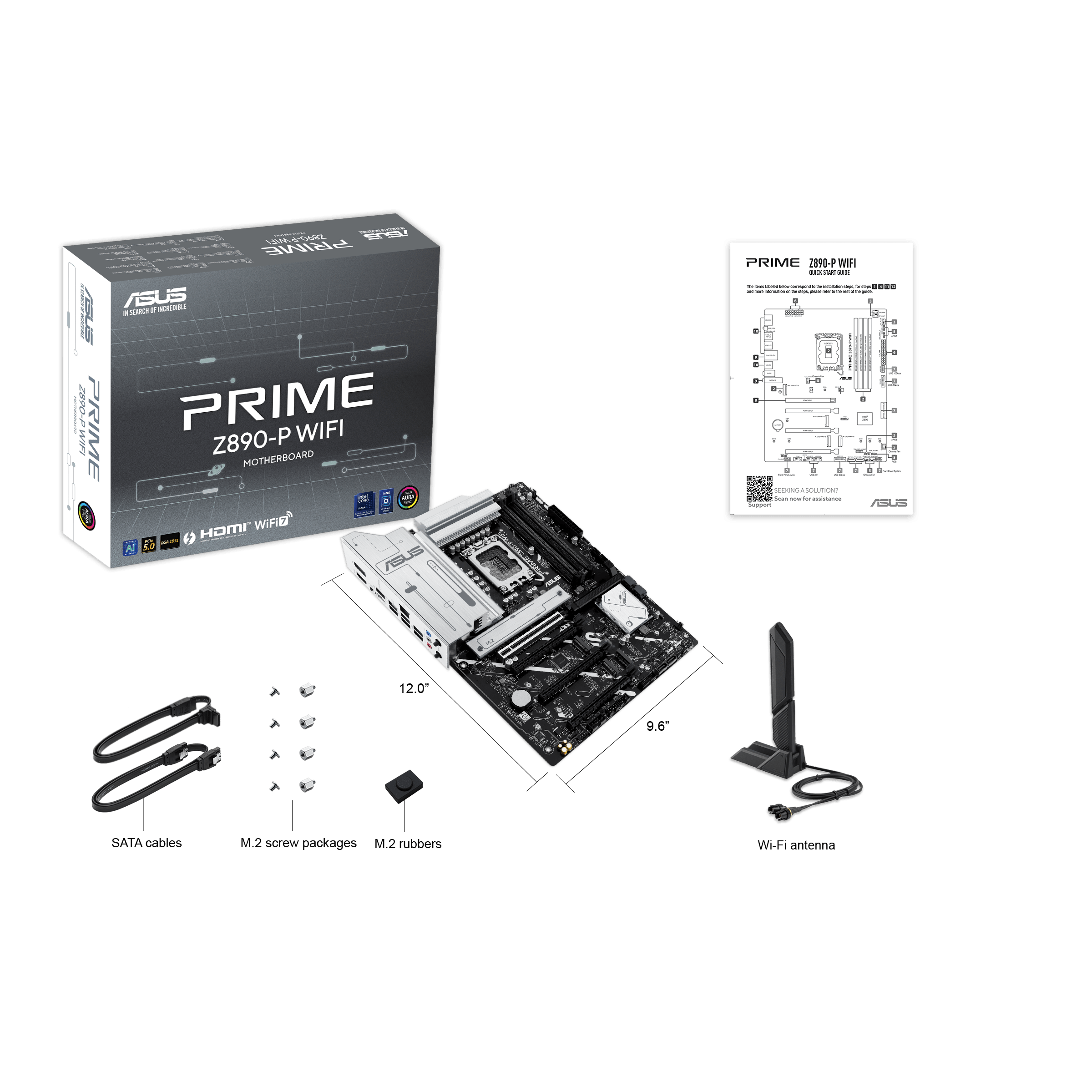 Материнская плата ASUS PRIME Z890-P WIFI, LGA1851 Z890 4xDDR5 4xSATA3 4xM.2 HDMI DP USB-C ATX
