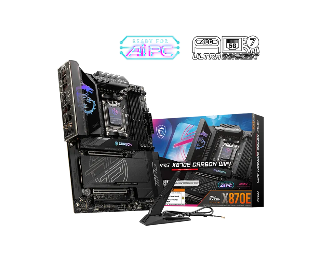 Материнская плата MSI MPG X870E CARBON WIFI AM5 X870E 4xDDR5 4xSATA3 RAID 4xM.2 HDMI DP ATX — фото 5