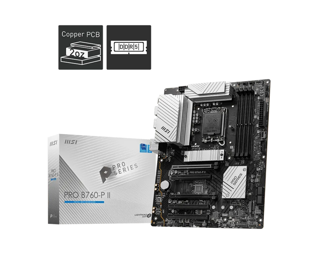 Материнская плата MSI PRO B760-P II LGA1700 4xDDR5 4xSATA3 RAID 2xM.2 HDMI DP ATX