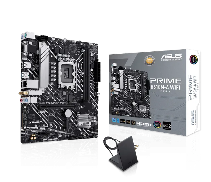 Материнская плата ASUS PRIME H610M-A WIFI, LGA1700 2xDDR5 4xSATA3 2xM.2 D-Sub HDMI DP mATX