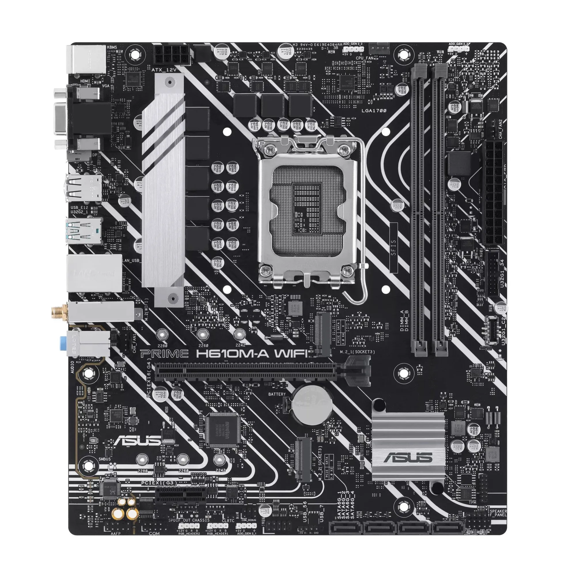 Материнская плата ASUS PRIME H610M-A WIFI, LGA1700 2xDDR5 4xSATA3 2xM.2 D-Sub HDMI DP mATX — фото 1