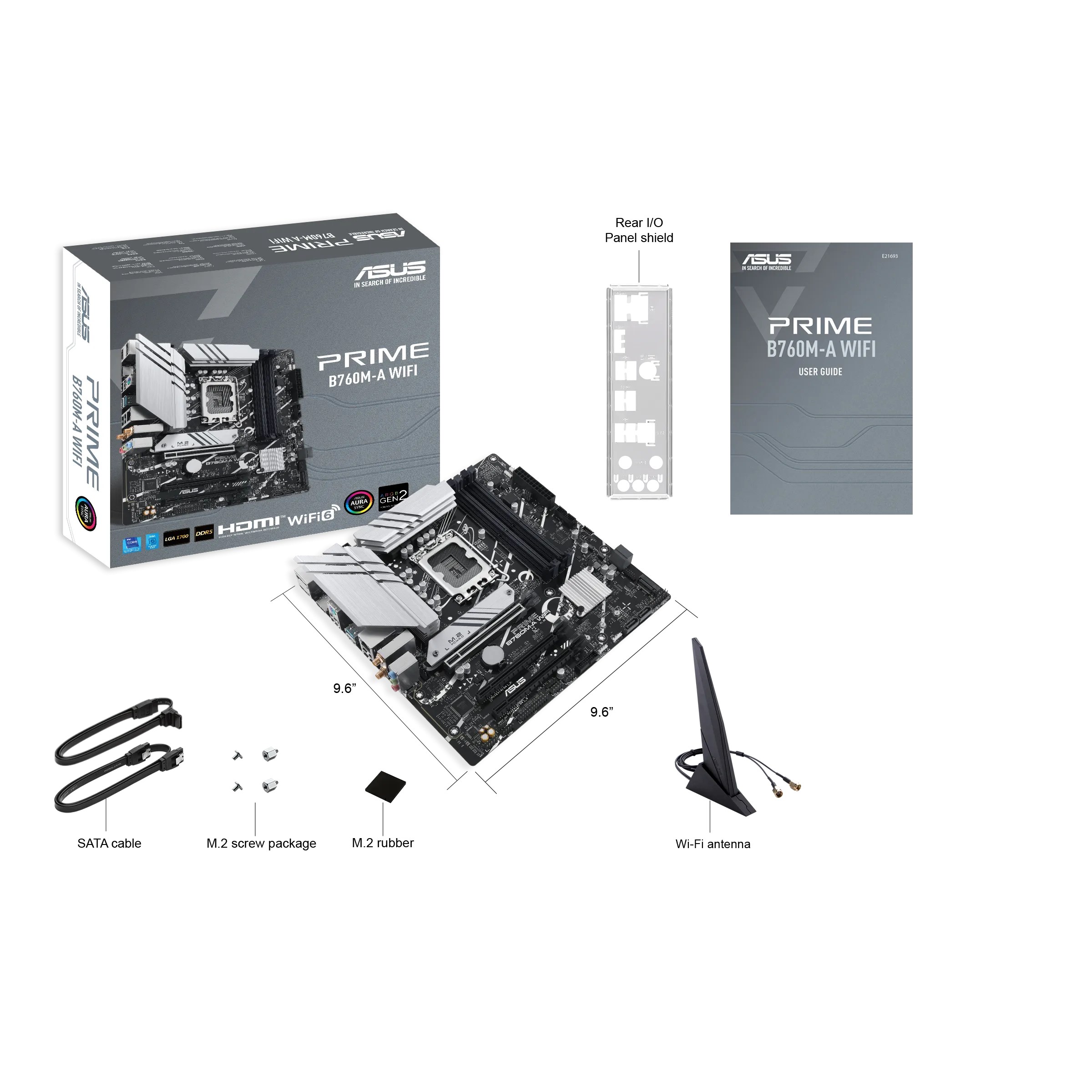 Материнская плата ASUS PRIME B760M-A WIFI, LGA1700 4xDDR5 4xSATA3 2xM.2 RAID 2xHDMI DP mATX