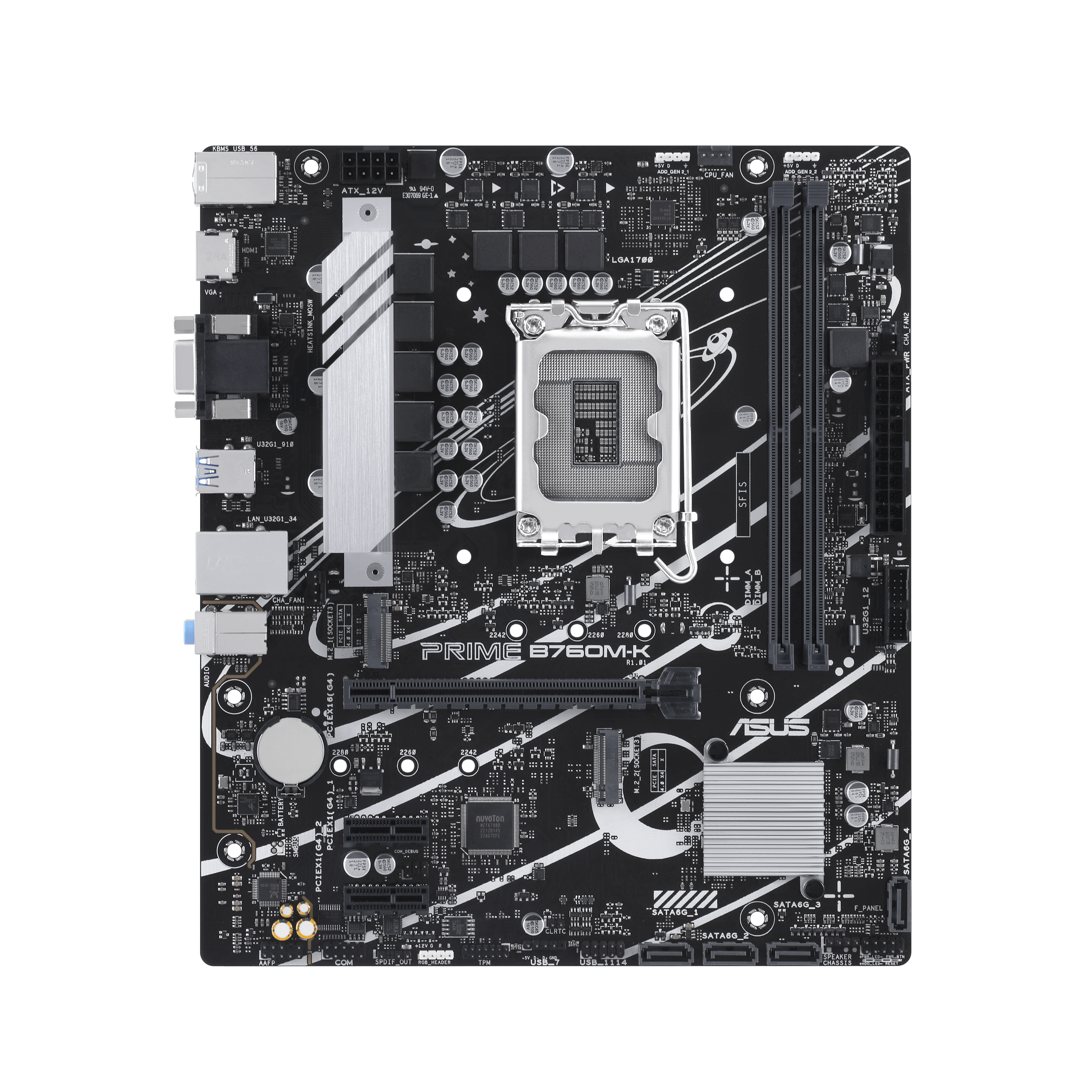 Материнская плата ASUS PRIME B760M-K, LGA1700 2xDDR5 4xSATA3 2xM.2 RAID VGA HDMI mATX