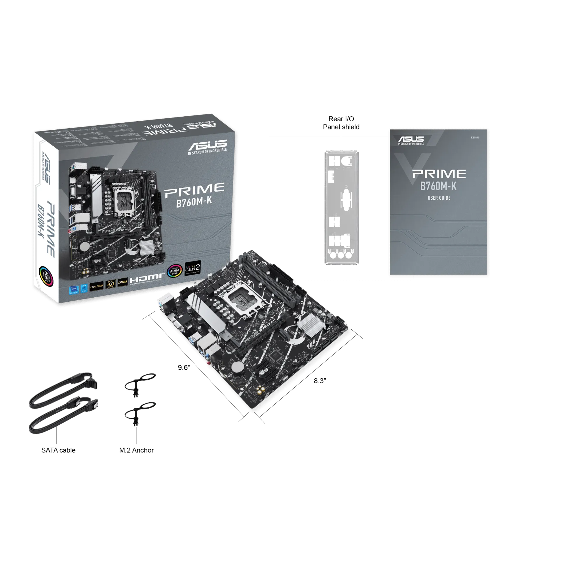 Материнская плата ASUS PRIME B760M-K, LGA1700 2xDDR5 4xSATA3 2xM.2 RAID VGA HDMI mATX