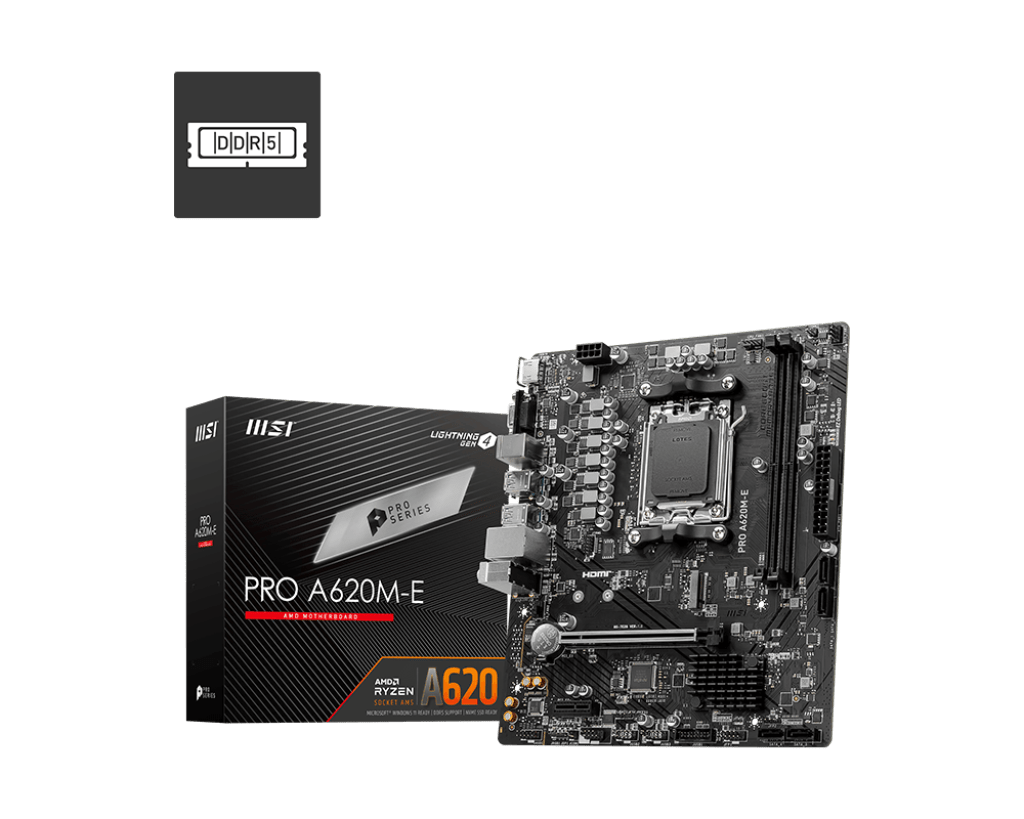 Материнская плата MSI PRO A620M-E AM5 2xDDR5 4xSATA3 RAID M.2 VGA HDMI  mATX