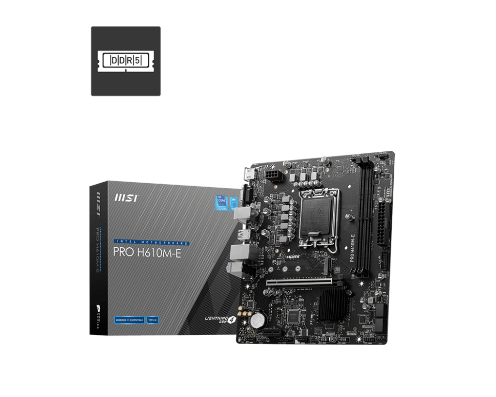 Материнская плата MSI PRO H610M-E LGA1700 H610 2xDDR5 4xSATA3 M.2 VGA HDMI mATX