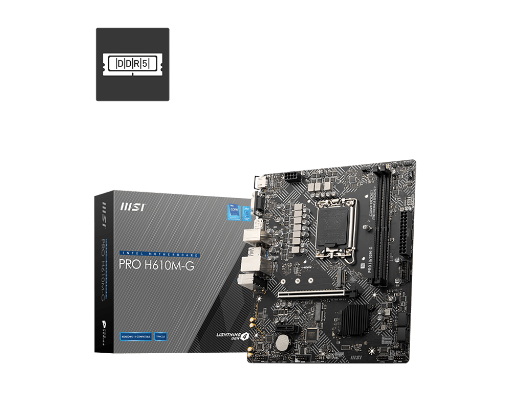 Материнская плата MSI PRO H610M-G LGA1700 H610 2xDDR5 4xSATA3 M.2 VGA HDMI DP mATX