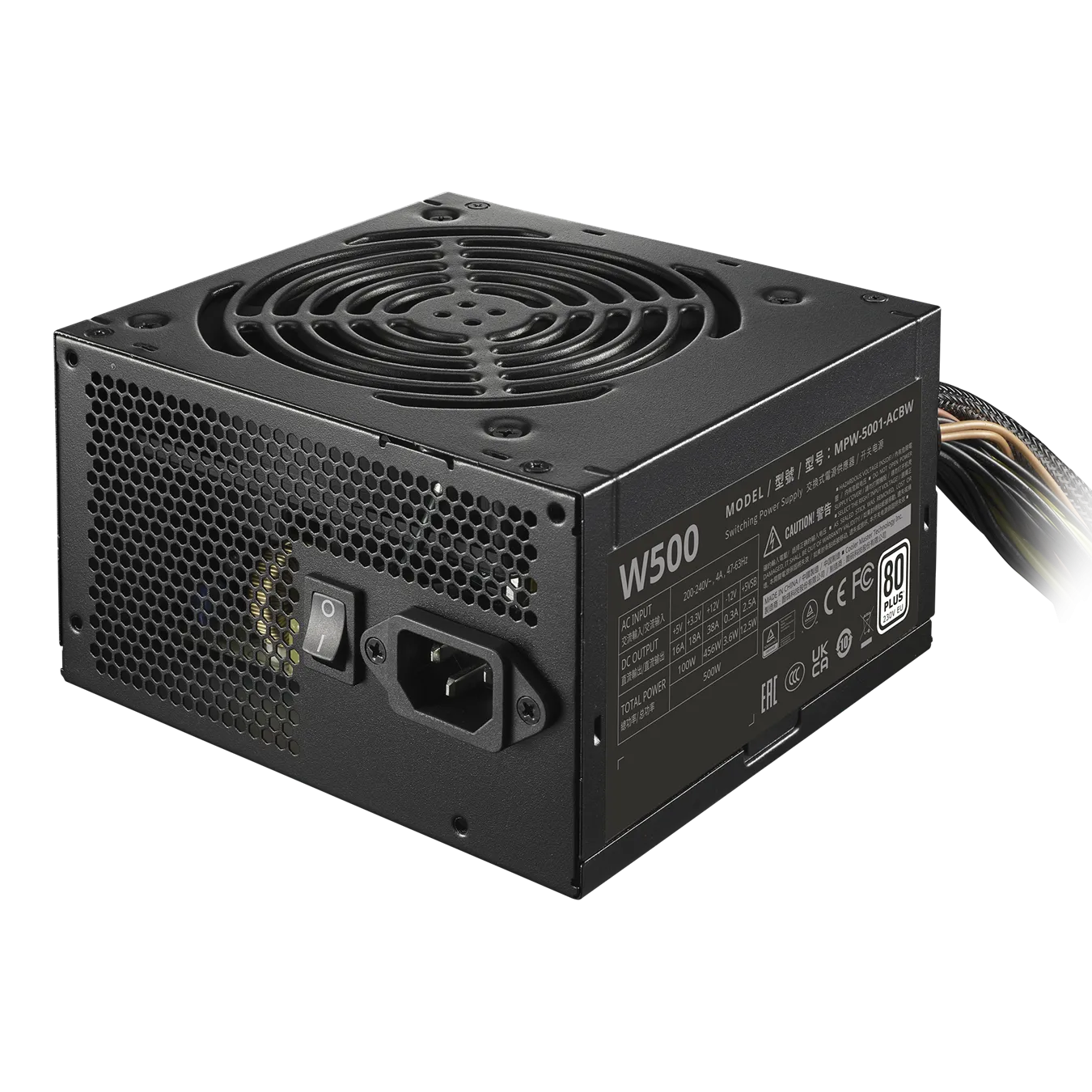 Блок питания CoolerMaster  500W, Elite NEX White W500, Non Modular, >85%, Черный, MPW-5001-ACBW-BEU — фото 2