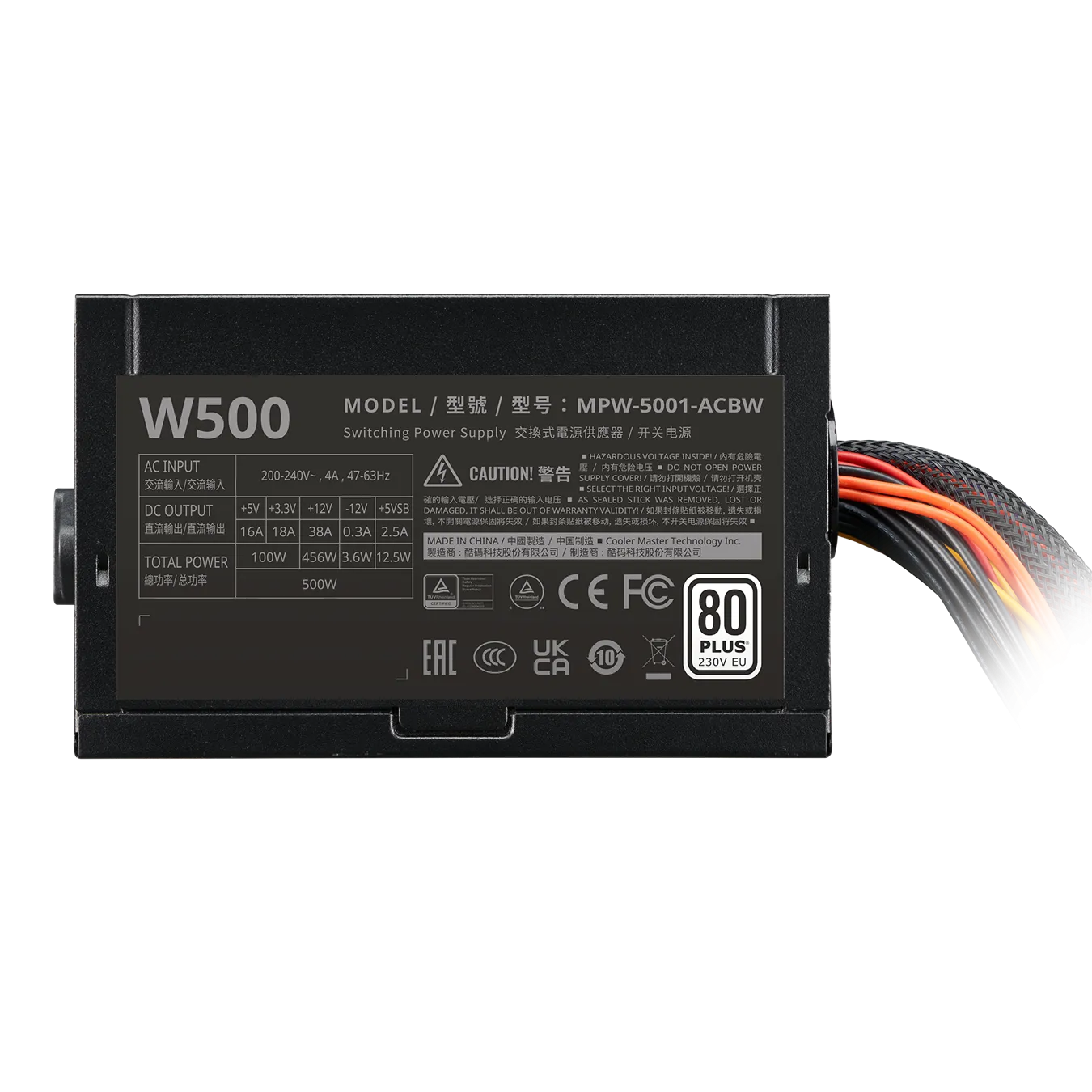 Блок питания CoolerMaster  500W, Elite NEX White W500, Non Modular, >85%, Черный, MPW-5001-ACBW-BEU — фото 4