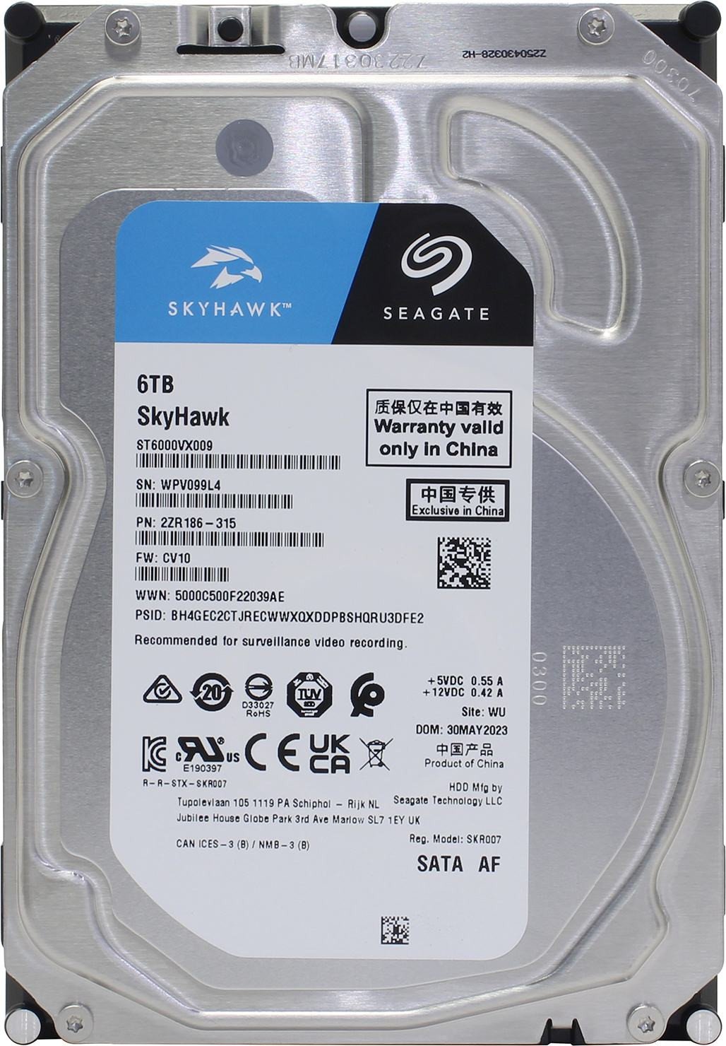 Жесткий диск для видеонаблюдения  6Tb Seagate SkyHawk Surveillance SATA3 3.5