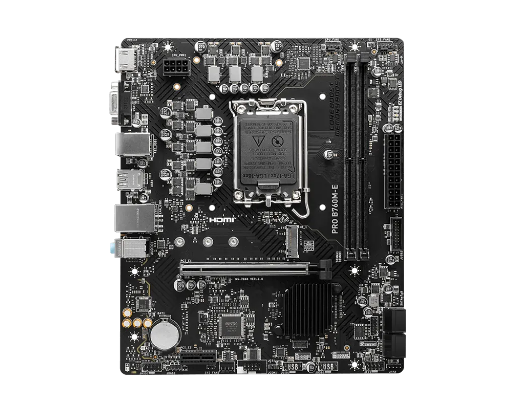 Материнская плата MSI PRO B760M-E LGA1700 2xDDR5 4xSATA3 M.2 VGA HDMI mATX