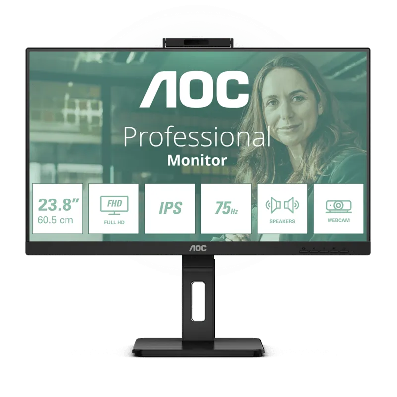Монитор 23,8" AOC 24P3QW IPS 1920x1080 75Hz 4ms 300cd/m 1000:1 2xHDMI DP 4xUSB 3.2 2x5W WEB Камера