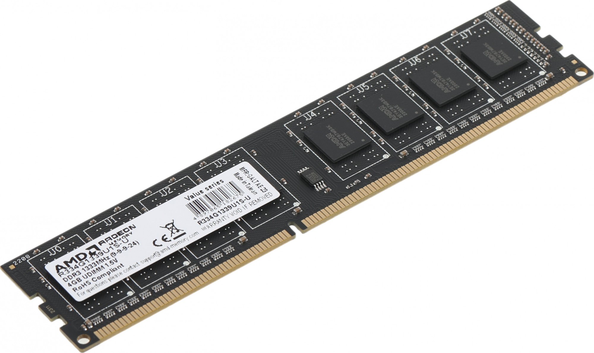 Оперативная память  4Gb DDR3 1333MHz AMD Radeon R3 Value Series CL9 PC3-10600 R334G1339U1S-U