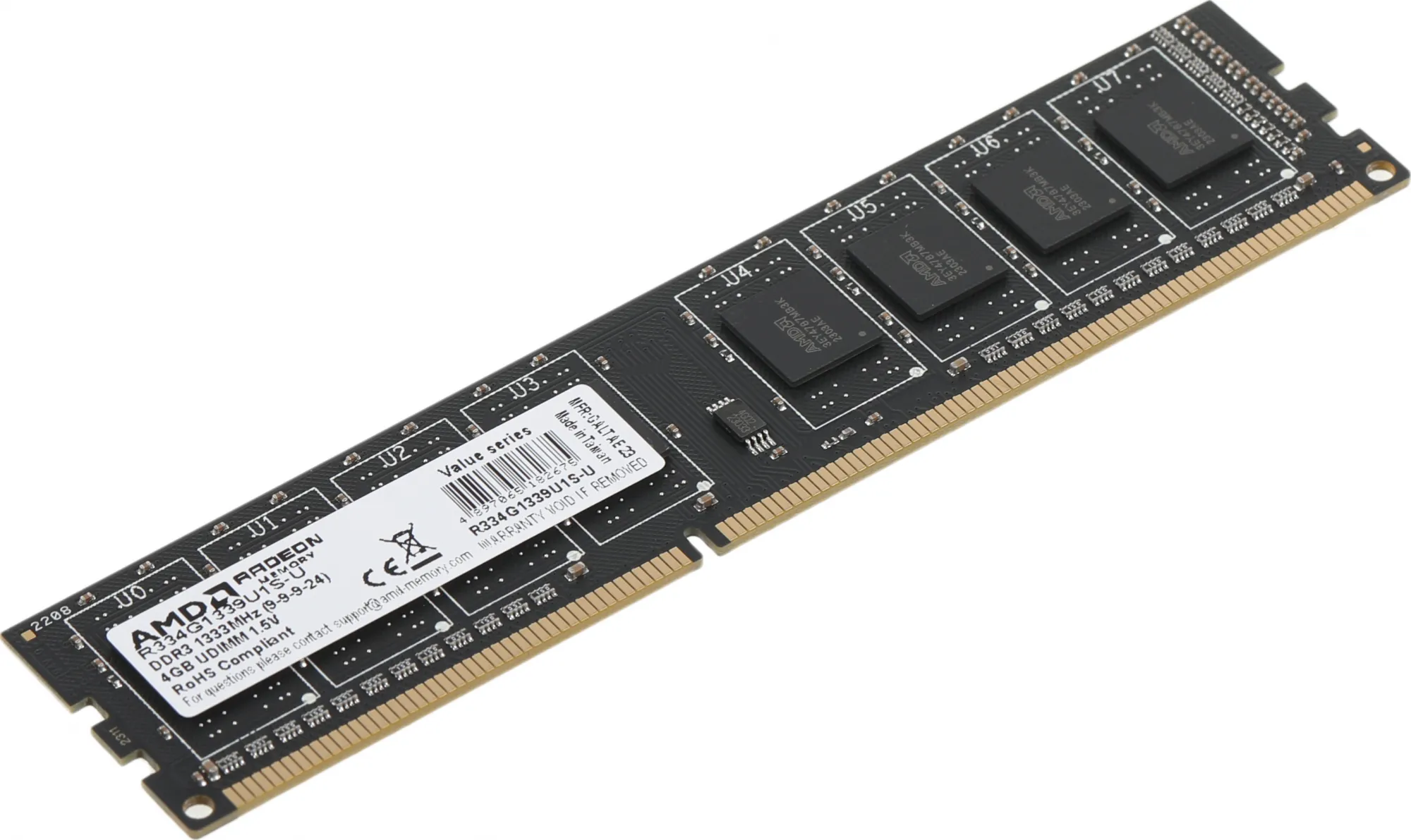 Оперативная память  4Gb DDR3 1333MHz AMD Radeon R3 Value Series CL9 PC3-10600 R334G1339U1S-U — фото 4