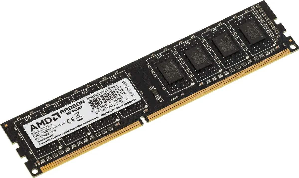Оперативная память  4Gb DDR3L 1600MHz AMD Radeon R5 Entertainment Series PC3-12800 R534G1601U1SL-U — фото 2