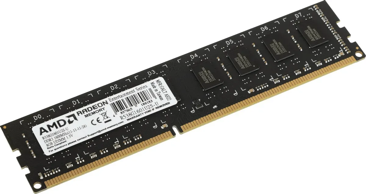 Оперативная память  8Gb DDR3 1600MHz AMD Radeon R5 Entertainment Series PC3-12800 R538G1601U2S-U — фото 5