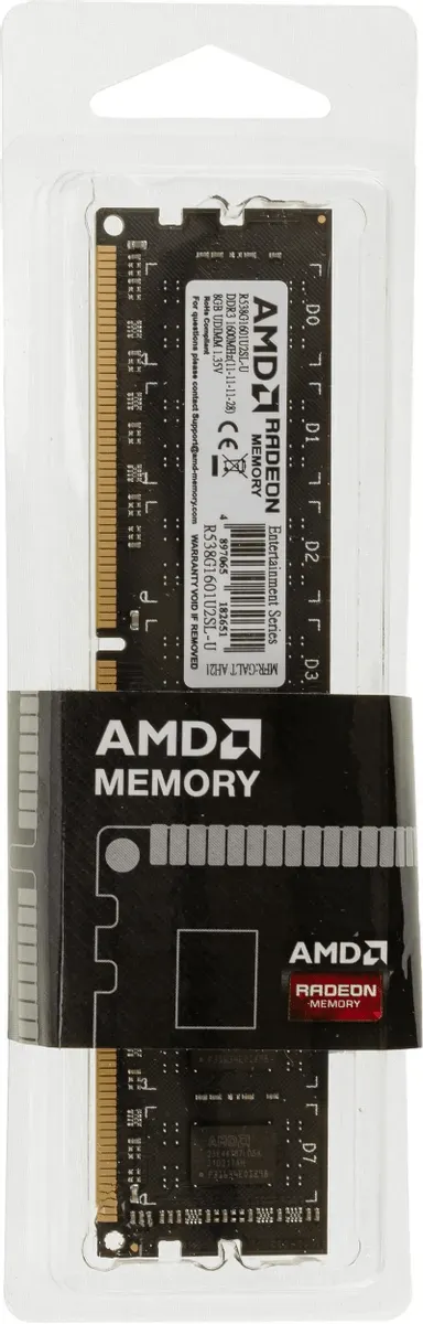 Оперативная память 8Gb DDR3L 1600MHz AMD Radeon R5 Entertainment Series PC3-12800 R538G1601U2SL-U
