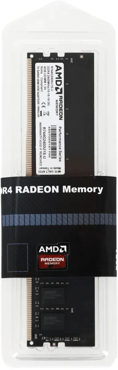 Оперативная память 4GB DDR4 2400MHz AMD Radeon R7 Performance Series R744G2400U1S-U Retail Pack