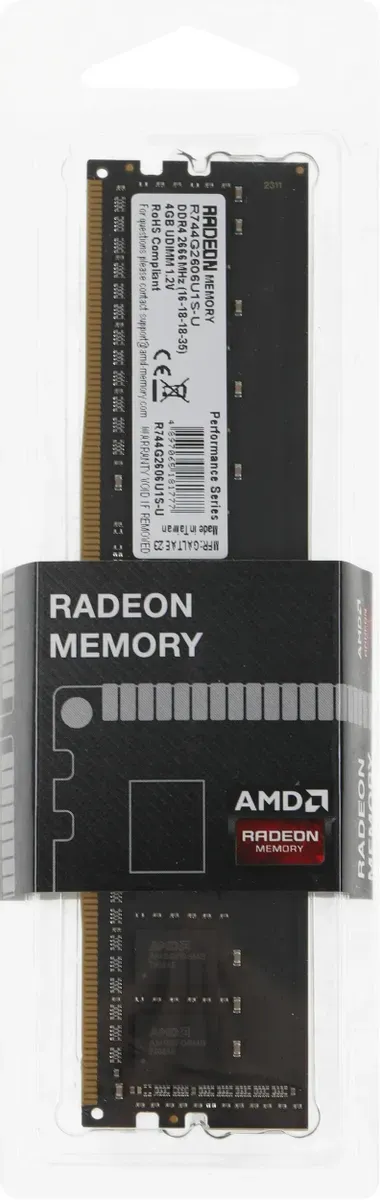 Оперативная память 4GB DDR4 2666MHz AMD Radeon R7 Performance Series R744G2606U1S-U Retail Pack