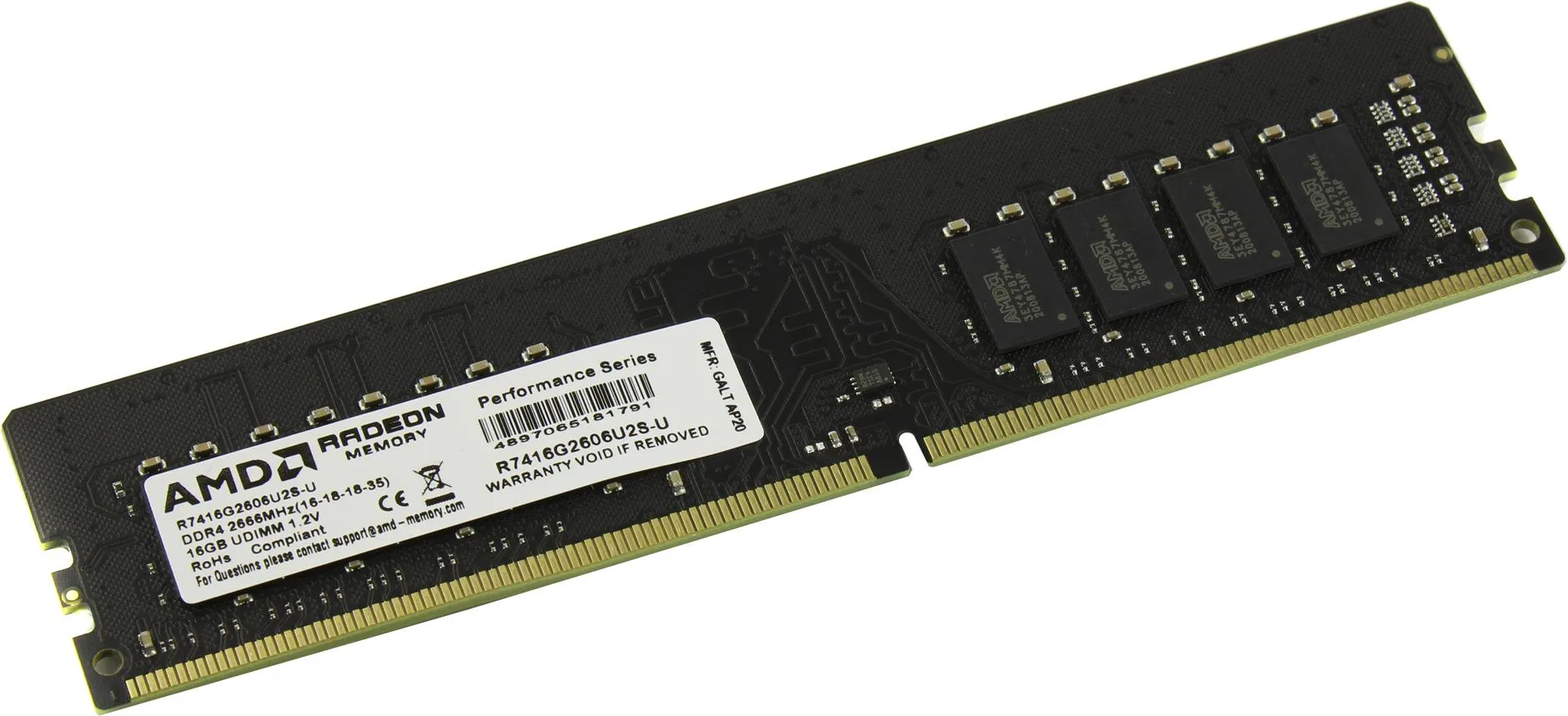 Оперативная память 16GB DDR4 2666MHz AMD Radeon R7 Performance Series R7416G2606U2S-U Retail Pack
