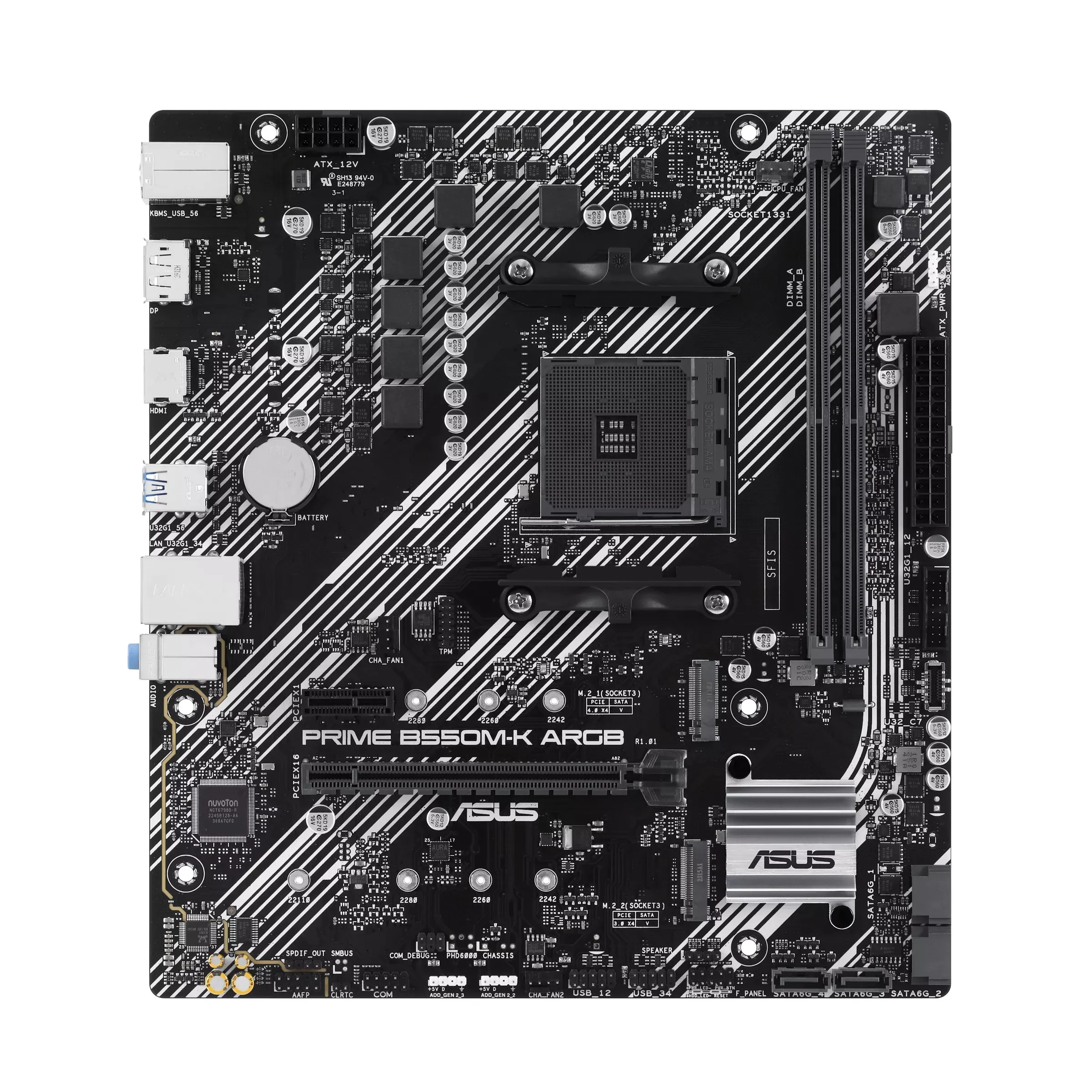 Материнская плата ASUS PRIME B550M-K ARGB AM4 2xDDR4 4xSATA3 2xM.2 1xHDMI 1xDP Type-C Коннектор mATX — фото 7